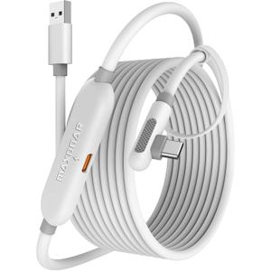 Maxonar VR Charging Link Cable 15FT Charge While Playing PC VR, USB 3.0 Stable Data, Built to Replace Meta Link Cable for Quest 3S / Quest 3 / Quest 2 / Pico 4 White