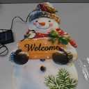 Amadecohome Lighted Christmas Garden Flag 22x13, 8 Modes Double Sided Solar Christmas Decorations Outdoor LED Navidad Flag, Yard Decorations for Xmas Patio Lawn Porch (Snowman Multicolor)