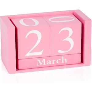 Notakia Pink Decor Wooden Desk Blocks Calendar Perpetual Block Cute Office Pink Desk Accessories Preppy Room Decor for Women