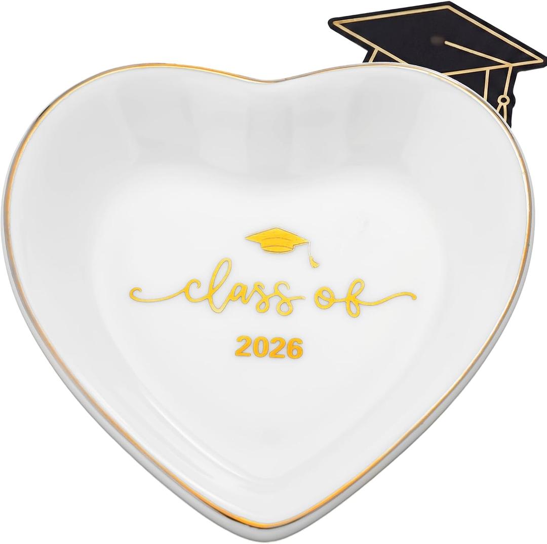 Class of 2026 Graduation Gift for Her Ceramic Jewelry Tray Dish Congratulations Gift Trinket Ring Dish for College Graduation Best Friends Nieces Sisters Memorial Present