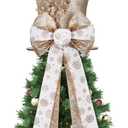 Poen Christmas Tree Topper Hat Shiny Sequins Top Hat with Bow Lengthened Ribbon Tree Topper Santa Christmas Decorations for Xmas Gift Ideas Holiday Winter Party Ornament Supplies(Gold)