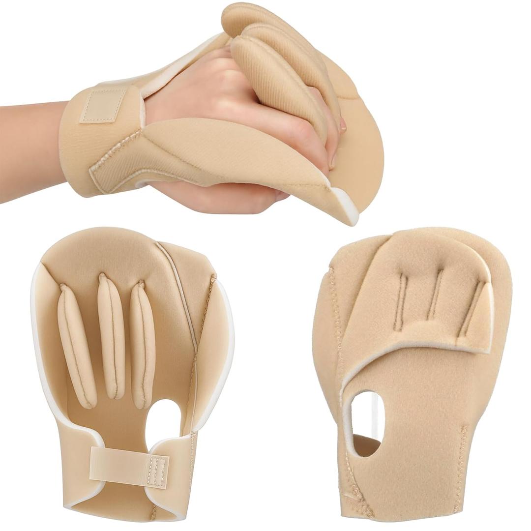TrelaCo 2 Pcs Sof-foam Palm Protector for Left Hand Foam Contracture Cushion Prevention Gloves Palm Guard Protection Pad with Finger Separators for Left Hands Stroke Disabled Elderly Support Fingers