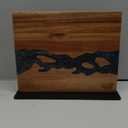 FINDKING Magnetic Knife Block, Double Sided Holder, Powerful Magnet Kitchen Storage, Acacia Wood and Blue Resin (12 x 10 Inches, Without Knives)