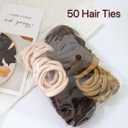 80 Pcs Brown Hair Accessories Set for Women, Includes 1 Claw Clip, 28 Hair Clips Star Hair Clips, 1 Scrunchie, 50 No Damage Hair Ties, All-in-One Hair Bands Elastics Claws Kit for Daily Use