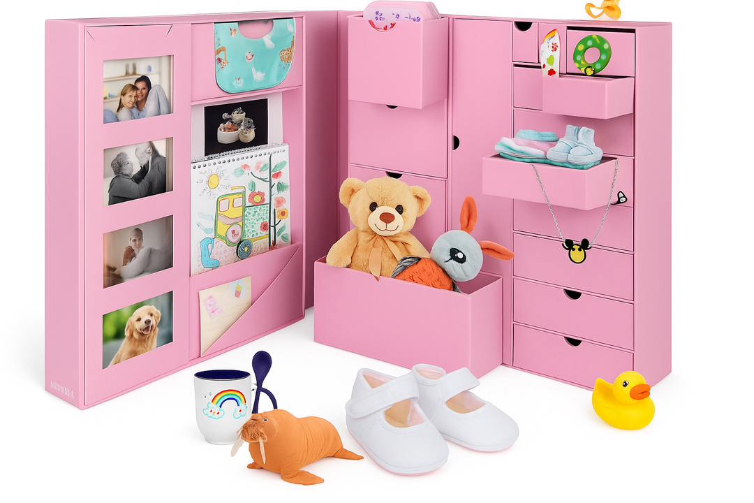 Baby Keepsake Box - Baby Memory Box - Baby Boy Girl Keepsake Box Tins Memory Box Pregnancy Baby Bubbs Storage Box Baby First Year Box Library Baby All-in-One Organizer 19.5"