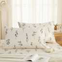 Standard Size Pillowcases Set of 2, 100% Cotton Pillow Cases, Cream Floral Cute Pillow Cover, Ultra Soft Breathable Envelope Closure Pillow Case Set (Standard, 20"x26")