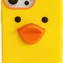 3D Duck Case,Cartoon Cute Kawaii Lovely Character Yellow Duck Shape Kids Teens Girls Women Soft Silicone Case for iPhone 16 6.1 inch 2024