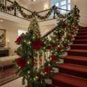 Norme 15 Pcs Christmas Magnolia Flowers Ornaments 3.15'' 5.91'' 8.27'' Large Artificial Magnolia Velvet Fold Poinsettia Stems for Christmas Tree Wreath Holiday Decor(Burgundy)