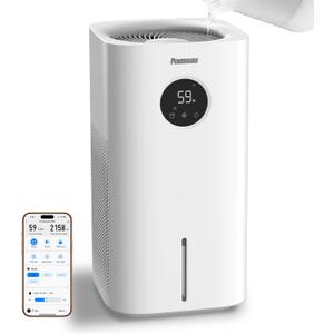 Powerscale MF6 Smart Evaporative Humidifiers for Bedroom, 1.8 Gal Top-Fill, Up to 700mL/h Mist-Free Output, WiFi Smart Touchscreen Control, Auto Filter Dry, Electrolysis Self-Clean, Quiet Sleep Mode