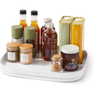 YouCopia MagicTrack Rectangle Lazy Susan Turntable: Kitchen & Bathroom Pantry, Cabinet & Countertop Storage Organizer with 360 Spin, Non-Slip, White Speckled BPA-Free