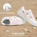 LUCKY STEP Women's Printed Fashion Sneakers - Non Slip Comfortable Walking Shoes - Lightweight Casual Classic Athletic Shoe(9 M US P Pink)