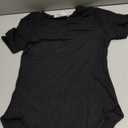 MANGOPOP Women's Round Neck Short Sleeve Bodysuit T Shirts Basic Body Suit Tops, Size S (Black)