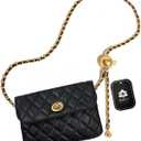 BEMYLV Leather Chain Belt Bag for Women Crossbody Waist Purse Fanny Pack Fashion Evening Clutch Mini Handbag Detachable