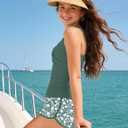 Girls Tankini Swimsuits with Shorts - 2 Piece Criss Cross Bathing Suits Top with Two Pockets Bottom Swimwear for 9-16 Years