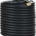 Guitrees 200FT 5/8 Heavy Duty Rubber Garden Hose - 200psi Working, 1000psi Burst - Hot/Cold Water - Five-Layered Braiding for Durability - Versatile for Gardening, Agriculture, Construction(Black)