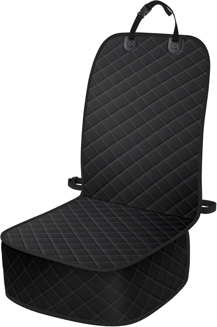 Dog Car Seat Covers, Waterproof Front Seat Cover for Dogs, Scratch-Proof, Nonslip Pet Passenger Seat Cover Protector, Universal Fit for Cars Trucks SUVs, Standard Size, Black