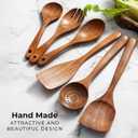 KitchenClick 7-Piece Wooden Spoons for Cooking  Premium Teak Wooden Utensil Set, Nonstick & Heat-Resistant Wooden Cooking Utensils, Durable & Lightweight Spoon Set for Kitchen, Baking & Serving