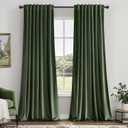 EMEMA Velvet Curtains 90 inches Room Darkening Back Tab and Rod Pocket Thermal Insulated Drapes Luxury Olive Green Window Curtains for Bedroom Living Room W52 x L90 2 Panels