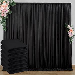 30 ft x 8 ft Black Backdrop Curtain for Parties, 6 Panels 5 ft x 8 ft Wrinkle Free Polyester Photo Black Backdrop Drapes for Graduations Birthday Wedding Party Stage Curtains Home Decoration Supplies