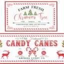 Christmas Farmhouse Kitchen Rugs, Thick Xmas Kitchen Mats Set of 2 for Christmas Decor Non-Slip Washable Old Fashion Holiday Kitchen Rugs with Candy Canes Carpet Winter Bathroom Doorway -17x28x17x47 (White+white)