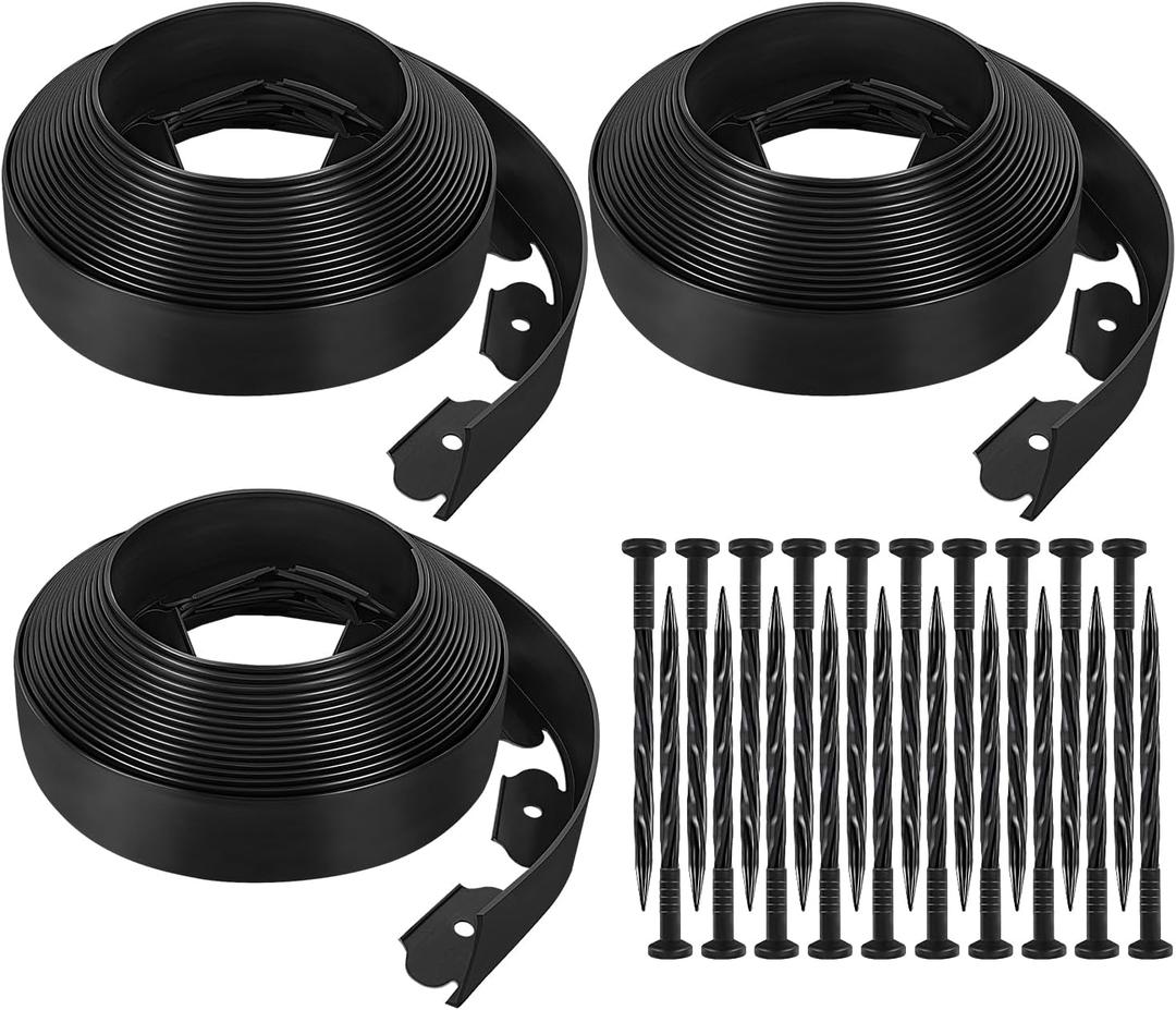 100 Ft No Dig Garden Landscape Edging Borders 2.5 Inch Tall Flower Bed Lawn Edging Black Plastic Yard Grass Border Paver Edging for Landscaping