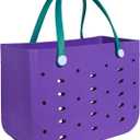 PoVwlty Rubber Beach Bag for Men & Women, Water-resistant Travel Tote Bag for the Beach Boat Pool