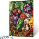 Colorful Vegetable Digital Paint by Numbers Kits 16x20 inch Fruit Tomato DIY Oil Painting for Kids, Adults Beginner Chili Peppers and Condiments Paintwork with Brushes Kitchen Decor Gift(DIY Frame) (Artwork-07)