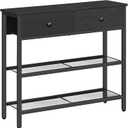 HOOBRO 29.5" Narrow Console Table with 2 Fabric Drawers, Small Entryway Table with 3-Tier Storage Shelves, Thin Sofa Table, Side Table, for Living Room, Hallway, Black BB72XG01