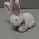 Fluffy Easter Bunny Stuffed Animal with Bow Plush Bunny Toy Cute Huggable Rabbit for Kids & Adults on Easter 6-inch (White)