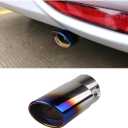 Stainless Steel Car Exhaust Tip, 2.5" Inlet 3.3" Outlet Adjustable Chrome-Plated Finish Exhaust Tailpipe, Car Exhaust Pipe Modification Tail Throat Tail Pipe, Fit for Most Cars (Straight, Blue)