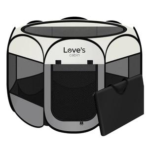 Love's cabin Pet Puppy Dog Playpen, Small Dog Tent Crates Cage Indoor/Outdoor, Portable Playpen for Cat, Foldable Pop Up Dog Kennel Playpen with Carring Case, Removable Zipper Top, Grey