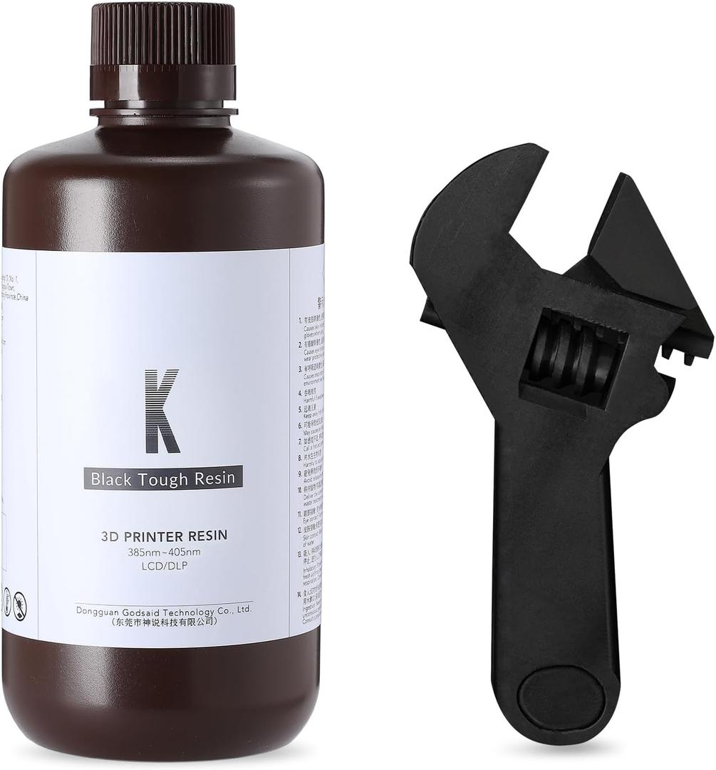 RESIONE Tough 3D Printer Resin, Not Brittle ABS Like Tough & Rigid 3D Resin for LCD DLP MSLA 3D Printing UV 405nm (K Black 1KG)