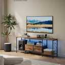 SONGMICS BELLAH Collection - TV Stand with Power Outlets and Lights, Entertainment Center Media Console for TVs Up to 70 Inches, Living Room, Shelves, Drawers, Industrial, Rustic Brown ULGS420K101S, 13.8"D x 61.8"W x 23.6"H