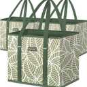 BALEINE 3Pk Reusable Grocery Bags, Foldable Shopping Bags for Groceries with Reinforced Bottom & Handles (Antique Foliage)