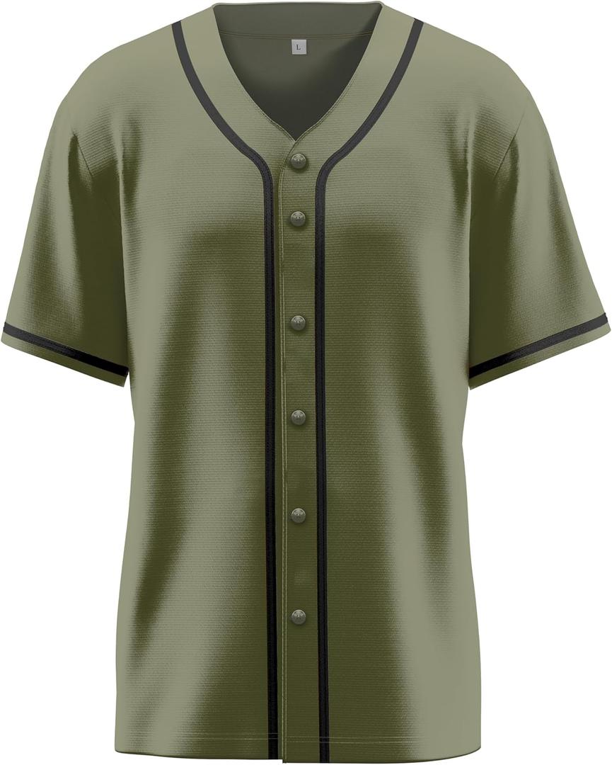 Baseball Jersey for Men,Blank Baseball Jerseys Shirts Short Sleeve Hip Hop Sports Casual Button-Down Uniforms (Green, S)