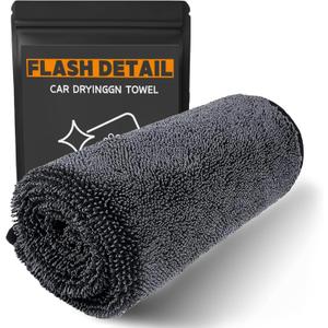 Flash Detail Towel, Black Extra Large 28"X36"Professional Microfiber Car Drying Towel,No Scratch Ultra Absorbent Drying Cloth,for Automotive Detailing Cleaning Accessories Interior and Exterior Wash