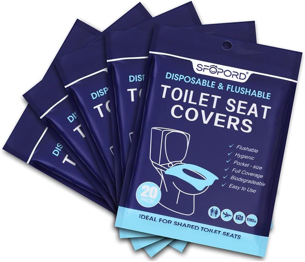 SFOPORD XL 100PCS Toilet Seat Covers Disposable - Flushable Paper Toilet Seat Cover is Travel Accessories, Travel Essentials for Public Restrooms, Airplane, Campin