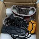 Mini Belt Sander, Electric Small Sander Knife Making Supplies, 7 Adjustable Speed Electric Knife Sharpener, Power Belt Grinder for Woodworking, Metal Working DIY (Sharpening Belt Grinder)