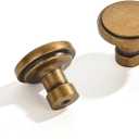 khtumeware 10 Pack Large Knob Antique Brass Cabinet Knobs Solid Heavy Duty Knobs Drawers Bi-Fold Door Knob Cabinet Hardware for Kitchens Bathroom