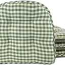 Klear Vu Omega Non-Slip Universal Chair Cushions for Dining Room, Kitchen and Office Use, U-Shaped Skid-Proof Seat Pad, 15x16 Inches 4 Pack Gingham Pine 4 Count