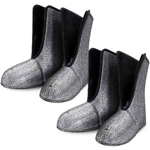 Ramede 2 Pairs Winter Snow Boot Liners for Men 11.4" x 4.5" x 10" Warm Boot Socks with Aluminum Film Waterproof Boots Liners for Cold Weather, Insulating Winter, Hunting, Work(Men's 9)