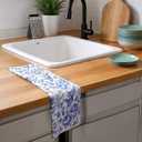 2 Pcs Chinoiserie Floral Bid Kitchen Towels, Blue White Flowers Bird Decorative Dish Towels, Absorbent Microfiber, 18 x 28 Inch, Farmhouse Style