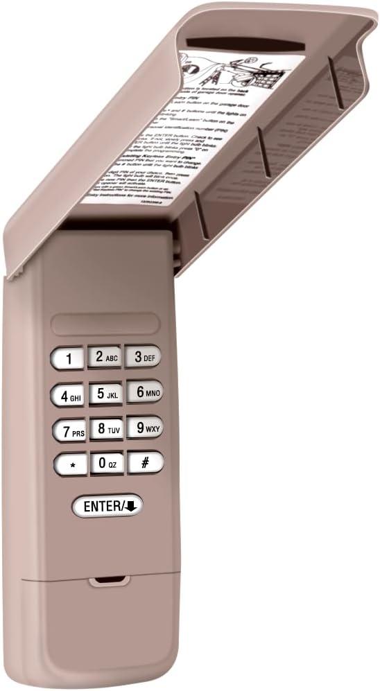 877Max Wireless Universal LiftMaster Chamberlain Craftsman Garage Door Opener Keypad, Brown