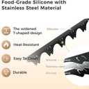 Silicone Stove Gap Covers with Stainless Steel, Oven Gap Filler Seals Gaps Between Stovetop and Counter, Stove Gap Guards Range Trim Kit, Easy to Clean Stove Gap Guard (Black 2 Pack,25")