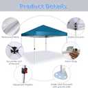 Pop Up Canopy 8X8 FT,Portable Sun Instant Shelter w/Backpack Bag,Waterproof,Adjustable Straight Leg Heights Canopies,Outdoor Tents for Parties,Camping,Commercial Event,Lake Blue