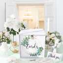 OurWarm White Wedding Card Box with Lock & Slot, PVC Gift Card Box for Wedding Reception, Eucalyptus Wedding Envelope Money Card Box for Party Graduation Birthday Bridal Shower Decorations