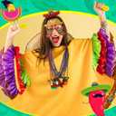 Jexine 48 Pcs Mexican Fiesta Party Supplies Including Cinco De Mayo Fiesta Sombrero Headbands Necklaces Paper Eyeglasses Plastic Maraca Mexican for Cinco De Mayo Party