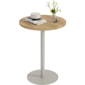 Round Side Table, C Shaped End Table for Small Spaces, Snack Sofa Table for Couch, Modern Accent Night Stand with Metal Leg for Living Room, Bedroom, Corners and Office(Rustic Oak), 15.75" x 11.81" x 24.61"