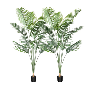 CROSOFMI Artificial Areca Palm Tree 6 Feet Fake Tropical Palm Plant,Perfect Faux Dypsis Lutescens Plants in Pot for Indoor Outdoor Home Office Garden Modern Decoration Housewarming Gift,2Pack