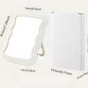 White Wave Foldable Makeup Mirror - Minimalist Desktop Vanity Mirror, Modern Decor for Any Space, Bathroom, Bedroom, Office (7.8"x5.5")